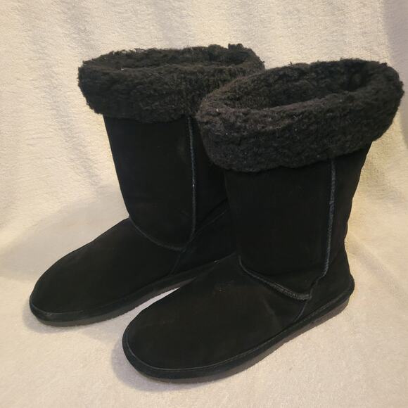 Winter Boots Bearpaw Black Suede Marissa Boots Wool Blend Collar womens size 10 - Picture 3 of 7